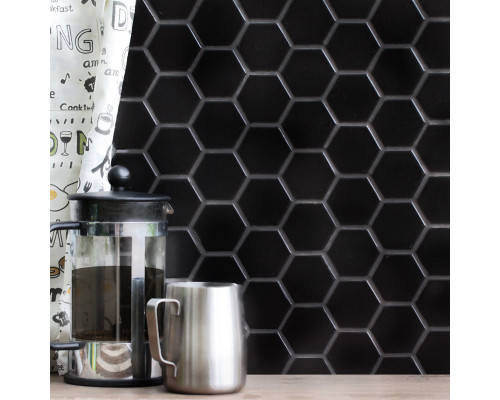 Керамическая мозаика Geometry Hexagon Small Black Matt 51x59