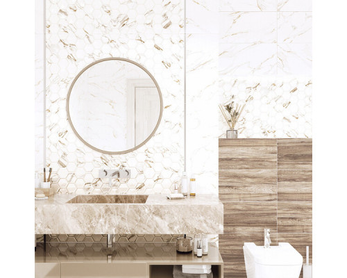 Плитка облицовочная Alma Ceramica Dublin белая геометрия 500x249x8,5 мм