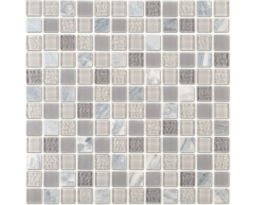 Мозаика Lavelly Elements Light Grey Mix светло-серый микс из стекла и камня 298х298х4 мм