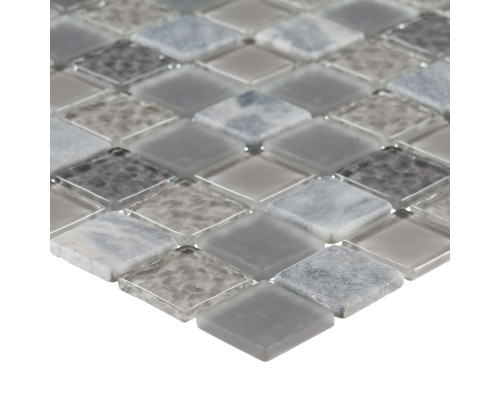 Мозаика Lavelly Elements Light Grey Mix светло-серый микс из стекла и камня 298х298х4 мм