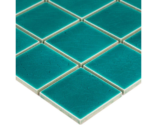 Керамическая мозаика 5x5 см Crackle Green Glossy 48x48