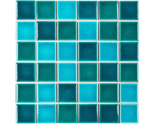 Керамическая мозаика 5x5 см Crackle Green Mixed Glossy 48x48