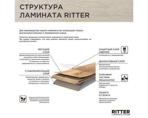 Ламинат 33 класс Ritter Organic 33 дуб королевский 1,492 кв.м 12 мм влагостойкий