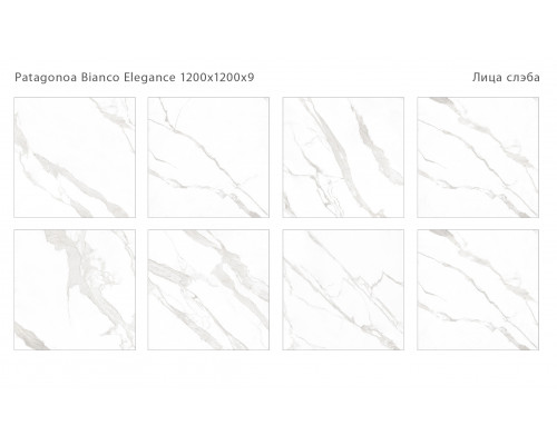 Керамический слэб Polished PATAGONOA BIANCO ELEGANCE 1200х1200х9мм