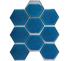 Керамическая мозаика Geometry Hexagon big Deep Blue Glossy 95x110