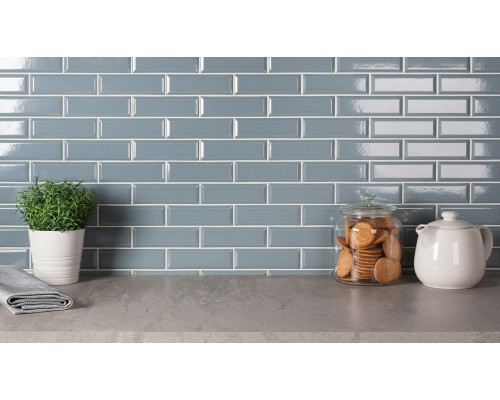 Керамическая мозаика Brick & Metro Metro Bluish-Grey Glossy 45x145