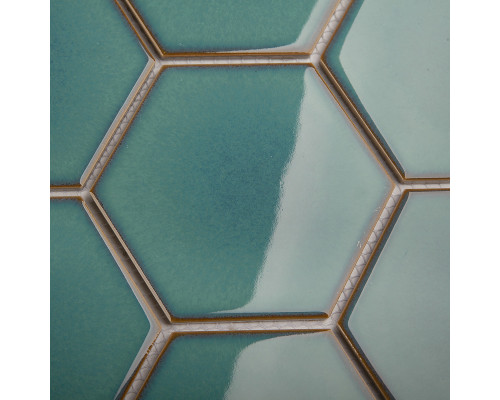 Керамическая мозаика Geometry Hexagon big Green Glossy 95x110